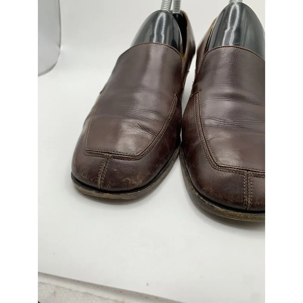 Coach Women's Brown Leather Square Toe Heeled Slip On Loafer‎ Shoe Size 8 C